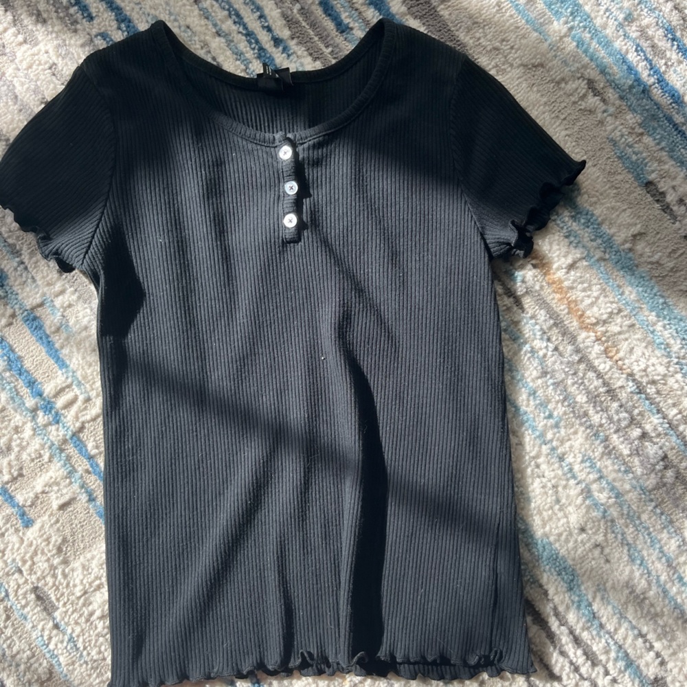 Target Black Kids Ribbed Shirt with Button Accents
